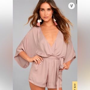 LULUS NWT SATIN BLUSH ROMPER